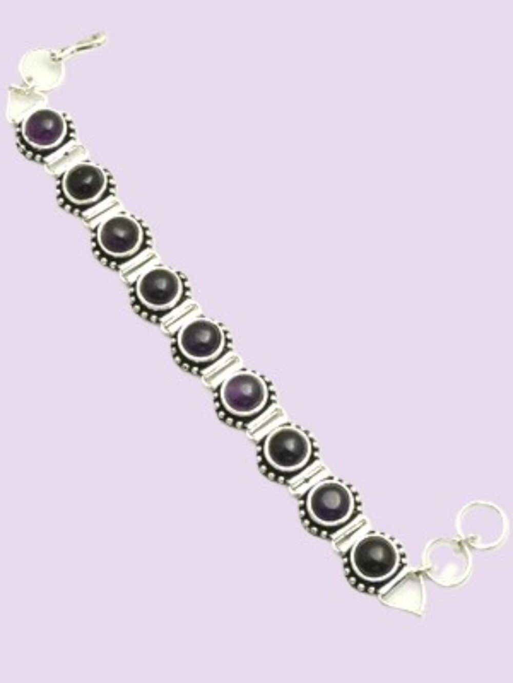 Amethyst Gemstone Sterling Silver Handmade Bracelet  23 Gms